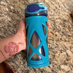 Teal Blue Insulated Water Bottle with Protective Sleeve